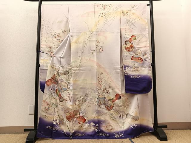 平和屋着物■豪華振袖　上村松園の世界　駒刺繍　鼓花文　櫛　暈し染め　金銀彩　正絹　逸品　BAAM7106ui