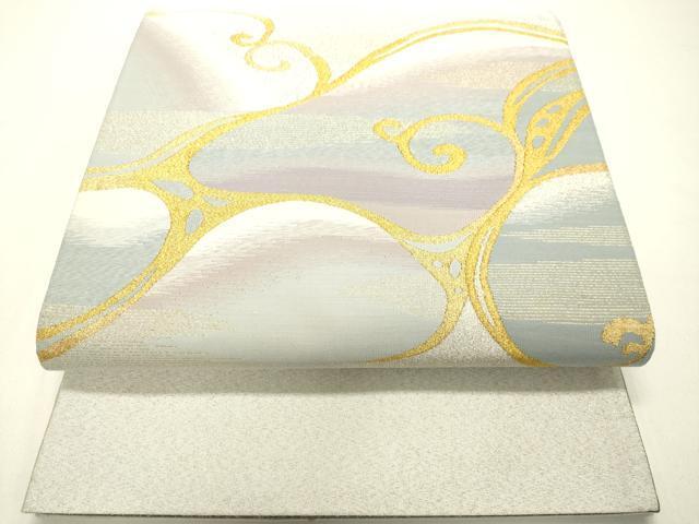 平和屋着物■爪搔き本綴れ　両面　太鼓柄袋帯　流水文　金銀糸　正絹　逸品　DAAL4796tw