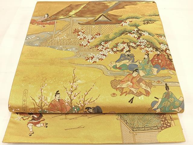 平和屋着物◎六通太鼓柄袋帯　宮中年中行事　本金箔　引箔　正絹　逸品　DAAL3597cd