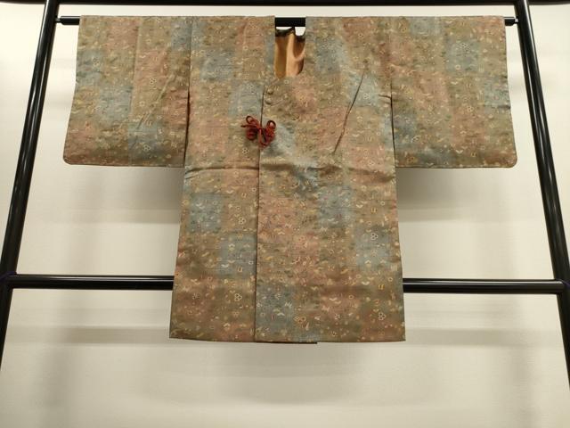 平和屋着物■道行コート　お召地　流水飛鶴宝尽くし文　反端付き　正絹　逸品　未使用　CAAL4097dy
