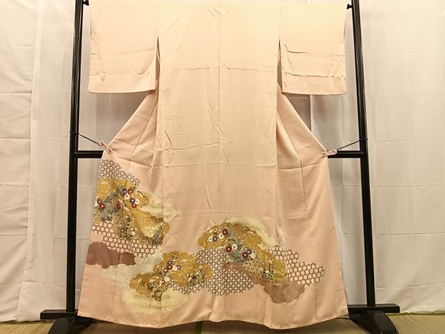 平和屋着物■豪華色留袖　刺繍　雲取花文　金彩　正絹　逸品　BAAM6490xi