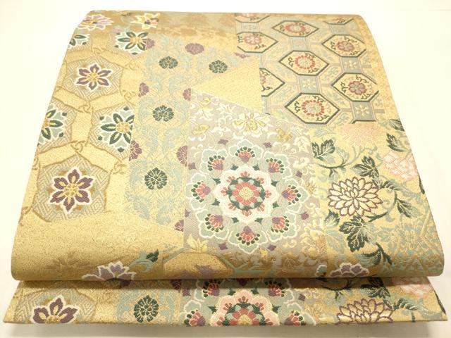 平和屋着物■六通柄袋帯　正倉院吉祥花文　漆金繍宝錦　金糸　正絹　逸品　DAAK3409op
