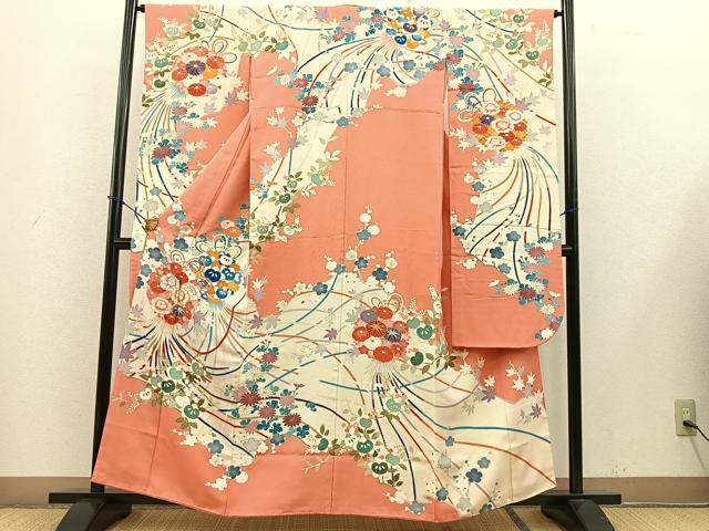 平和屋着物■豪華振袖　駒刺繍　草花文　金銀彩　高島屋扱い　正絹　逸品　BAAN7544ct