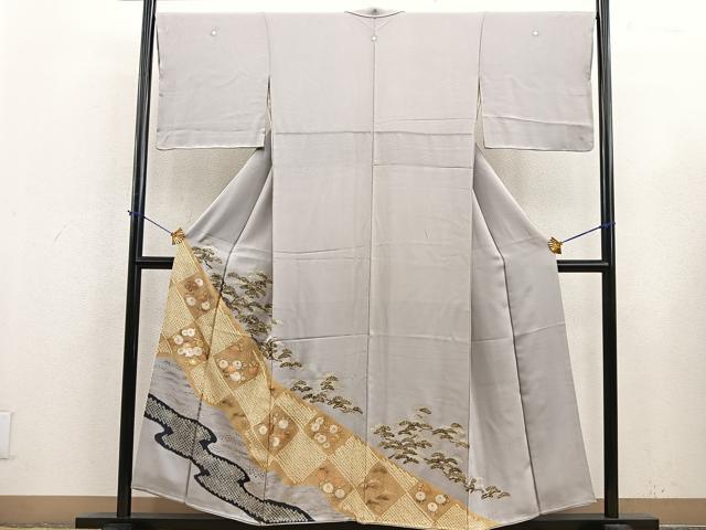 平和屋着物■豪華色留袖　絞り　流水花唐草文　金彩　正絹　逸品　BAAN7506ct