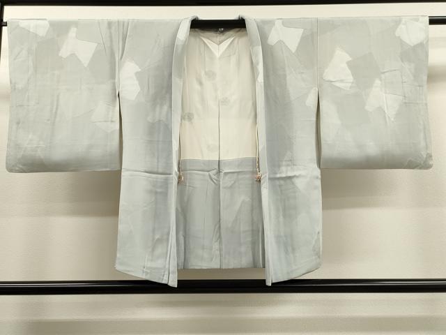 平和屋着物■羽織　破れ色紙重ね地紋　灰青色　正絹　逸品　CAAL4158dy