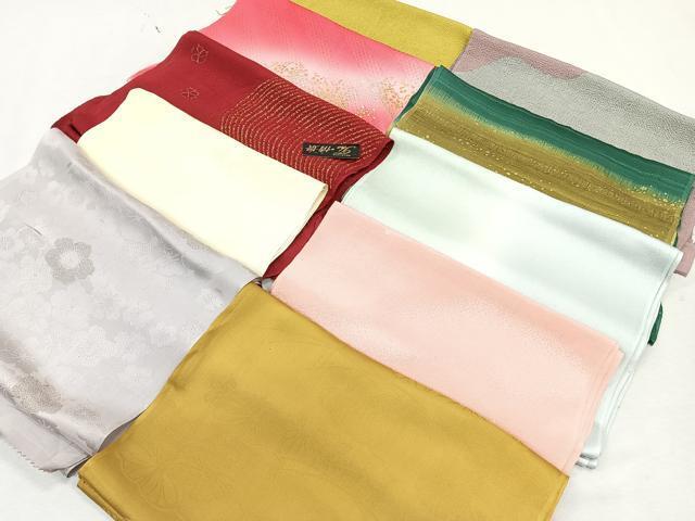 平和屋■全て未使用　和装小物　上質な帯揚げ１０枚セット　梅　雪輪　舞蝶　暈し染め　金彩　丹後ちりめんなど　逸品　s500534 平和屋着物☆和装小物 上質な帯揚げ 10枚セット 逸品