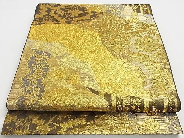 平和屋本店◆極上　西陣　川島織物　六通柄　本袋帯　道長花文　金糸　正絹　逸品　KAAA10611kk4