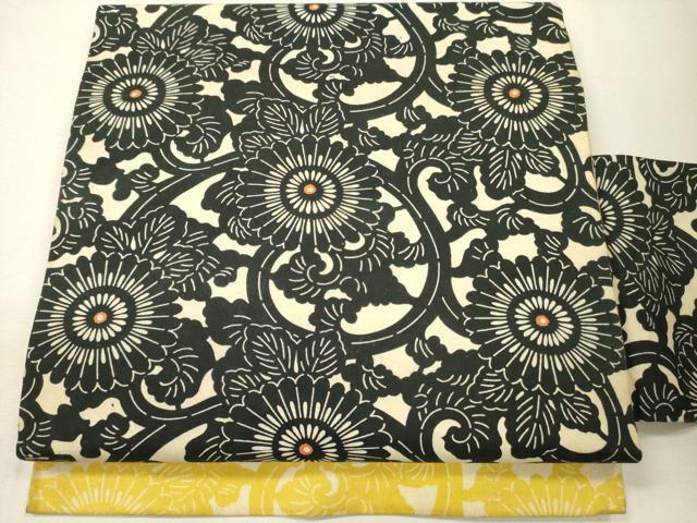 平和屋着物●九寸名古屋帯　型染め　花唐草文　綿　逸品　CAAJ1254eg
