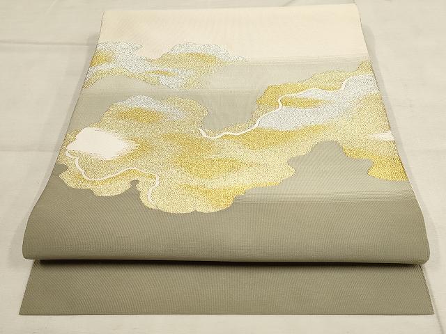 平和屋着物●爪搔き本綴れ　八寸名古屋帯　霞文　金銀糸　正絹　逸品　AAAO8778wj
