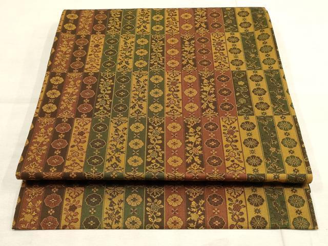 平和屋着物●九寸開き名古屋帯　花唐草文　正絹　逸品　AAAO8783wj