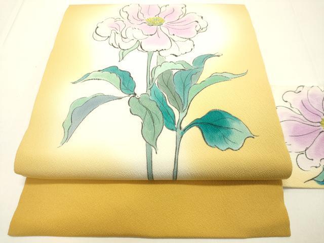平和屋着物■九寸名古屋帯　作家物　手描き　草花文　正絹　逸品　DAAL4806tw