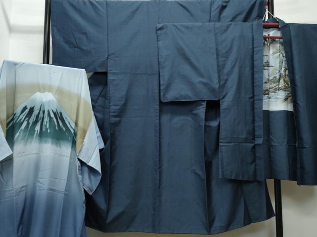 平和屋着物●男性　本場大島紬　アンサンブル・長襦袢セット　100亀甲　正絹　逸品　CAAL0833vf
