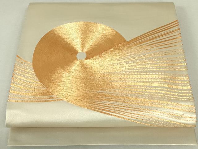 平和屋着物◎西陣　川島織物　太鼓柄袋帯　駒刺繍　総刺繍　抽象文様　金糸　正絹　逸品　DAAL8066ob
