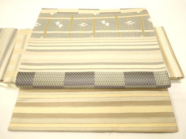 平和屋着物■つけ帯　琉球絣文様　正絹　逸品　DAAK3417op