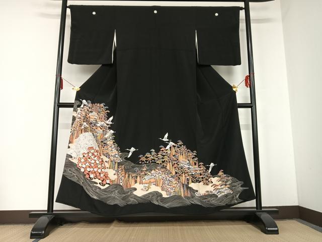 平和屋着物■豪華黒留袖　松竹梅　鶴　正絹　逸品　AAAO2767ip