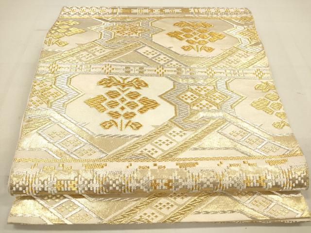 平和屋着物■西陣　川島織物　六通柄　本袋帯　幾何学花文　金銀糸　正絹　逸品　DAAK3323op