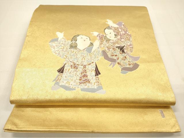 平和屋着物■西陣　長嶋成織物　ながしま帯　加賀友禅の巨匠　初代　由水十久　太鼓柄袋帯　あすか　童子遊び　本金箔　逸品　DAAK3316op