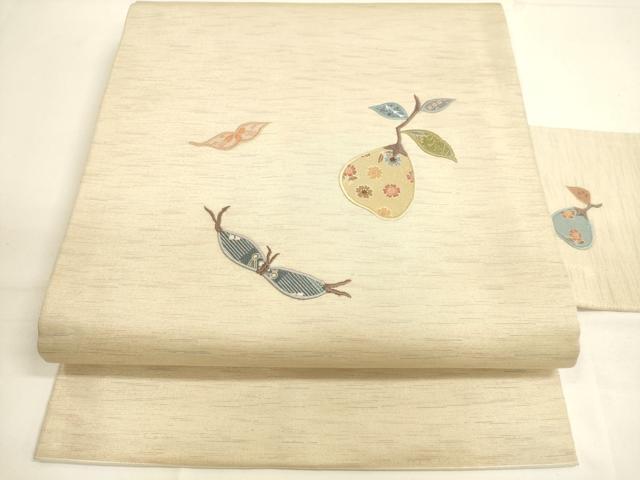 平和屋着物■九寸名古屋帯　刺繍　成り物　金糸　正絹　逸品　DAAL4721tw