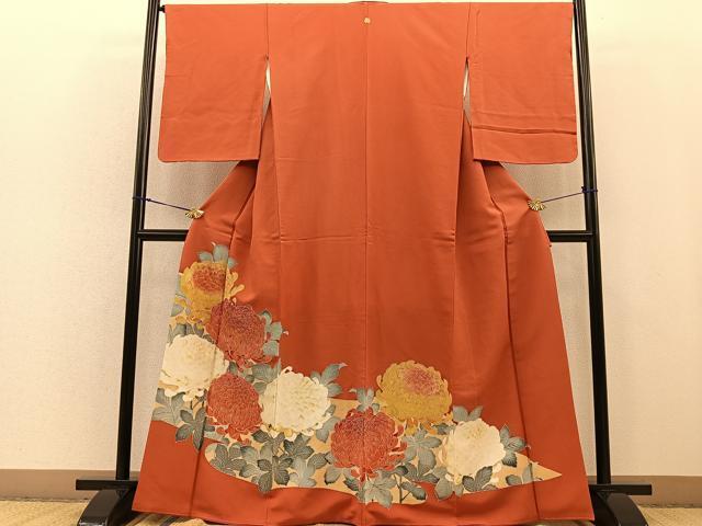 平和屋着物■豪華色留袖　菊　金糸　正絹　逸品　BAAN0408gt
