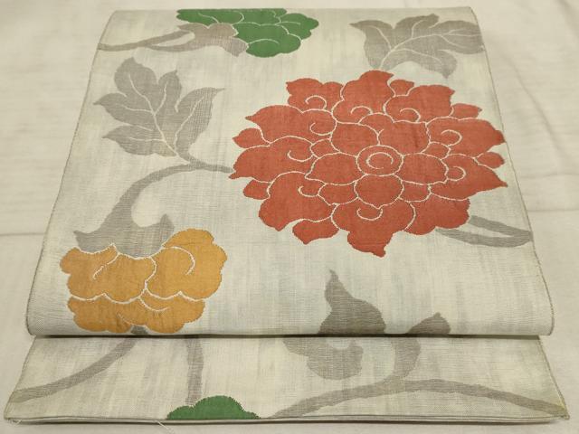 平和屋着物◎六通柄袋帯　更紗花唐草文　正絹　逸品　AAAO6739sx