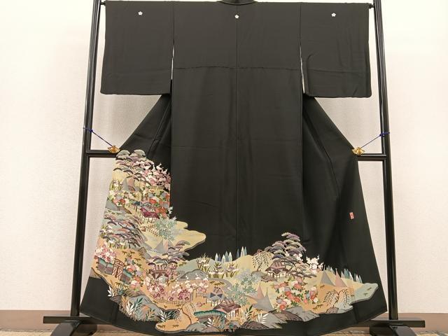 平和屋着物■豪華黒留袖　友禅　作家物　松竹梅　御所解文　正絹　逸品　BAAM8366hv