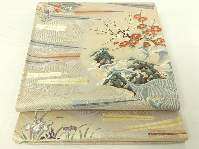 平和屋着物◎西陣 六通柄袋帯 唐織 秀悦錦 八百錦 道長流水扇文 平和屋着物◎西陣 六通柄袋帯 唐織 秀悦錦 八百錦 道長流水扇文