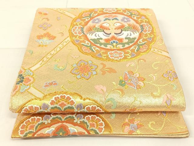世界の 京都西陣 逸品 袋帯 証紙付き 五三の霧 大菊 鶴 六通 世界の 京都西陣 逸品 袋帯 証紙付き 五三の霧 大菊 鶴 六通