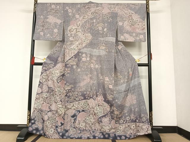 平和屋着物○十七代京屋林蔵 訪問着 本場結城紬地 重要無形文化 平和屋着物○十七代京屋林蔵 訪問着 本場結城紬地 重要無形文化