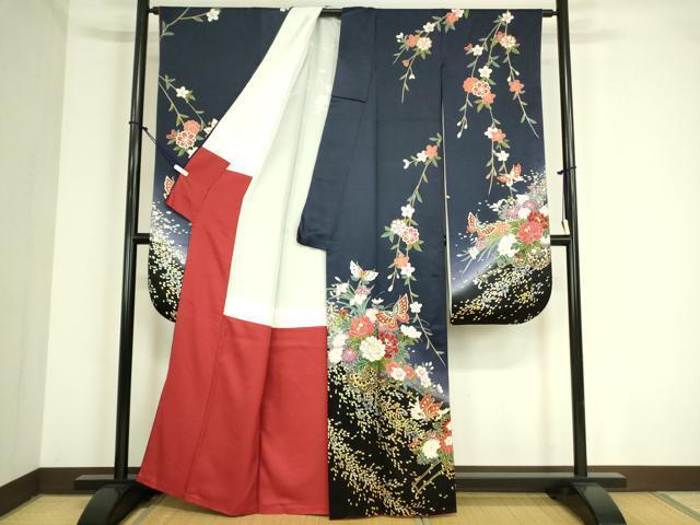 豪華振袖駒刺繍草花舞蝶文暈し染め金彩逸品 お見合い 結婚式出席