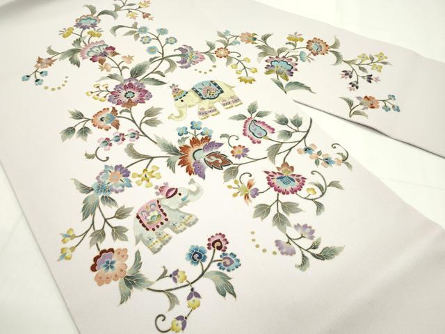 平和屋本店■極上　岡重謹製　OKAJIMA　九寸名古屋帯　象　更紗花文　金彩　逸品　未使用　CZAA1569s5