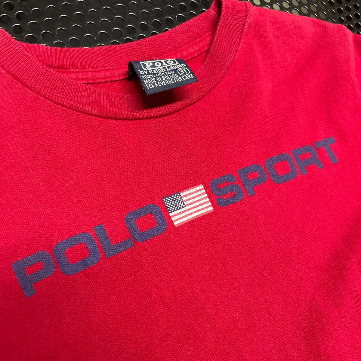 ラルフローレン POLOSPORT 長袖 Tシャツ 赤 レッド 31 サイズ 全体的に少し使用感ある色落ちあり（洗濯済み
