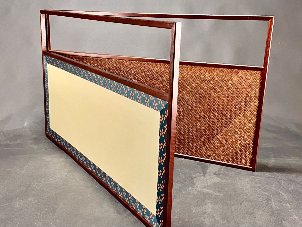 綱代　利休梅　リバーシブル/両面使い　風炉先屏風　上透かし　木製 茶道具 茶道具 風炉先屏風 風炉先 2尺4寸 桑縁 利休梅裂 裏杉格子網代