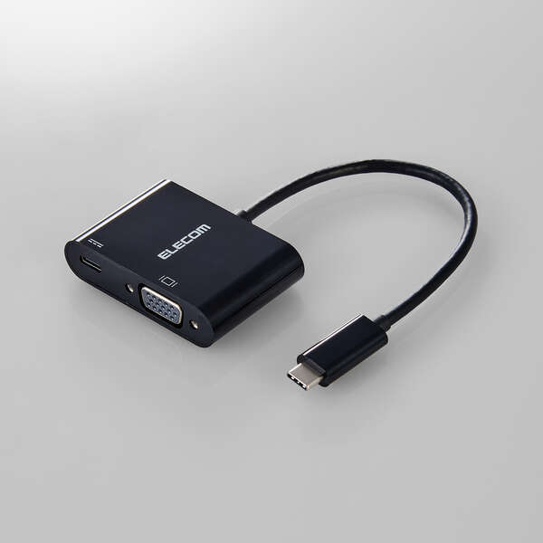 USB Type-C - VGA変換アダプター USB PD対応 VGA(ミニD-Sub15pin)コネクター搭載ディスプレイなどに映像を出力: AD-CVGAPDBK2