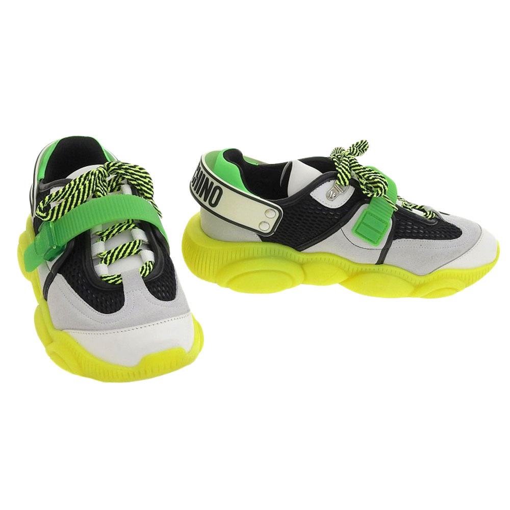 美品 モスキーノ クチュール 2020年商品 ジェンナリーノ ロゴプリント レザー スニーカー 41 25.5‐26cm メンズ 定価101200円_画像2