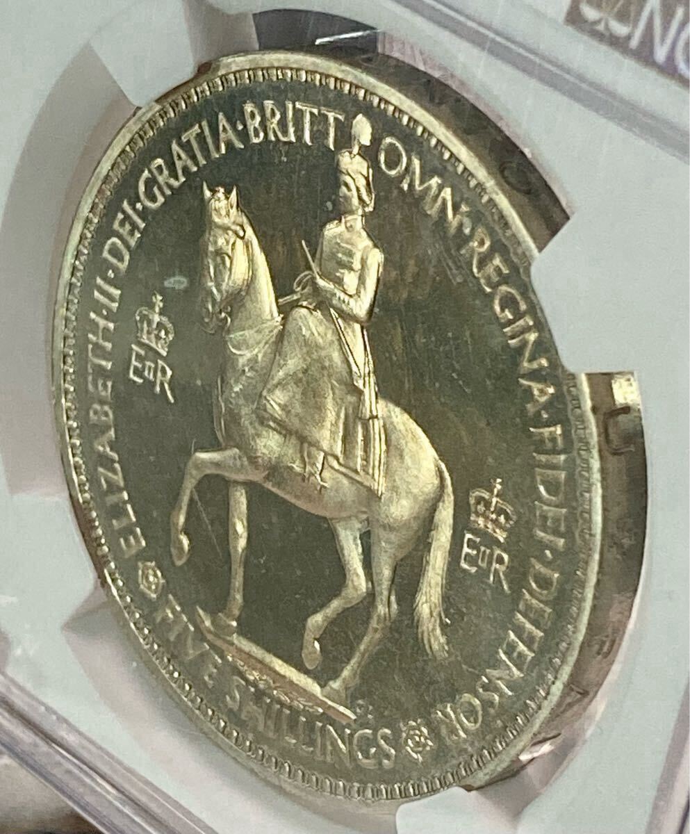 イギリス 1953 エリザベス2世 クラウン 白銅貨 NGC PF 65 CAMEO イギリス 1953 エリザベス2世 クラウン 白銅貨 NGC PF 65 CAMEO