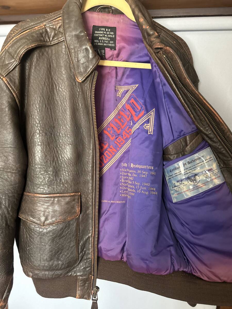 AVIREX TYPE A-2 100%GENUINE LEATHER フライトジャケット