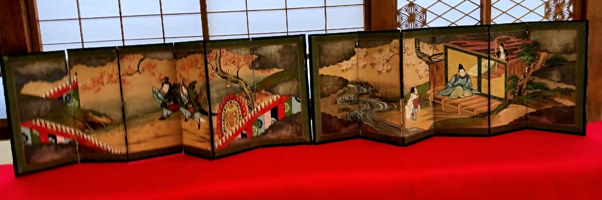 【源氏絵面屏風　一双　江戸時代】