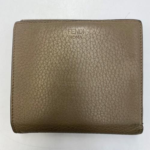 FENDI フェンディ 8M0438 二つ折り財(cái)布 ブランド レディース メンズ レザー グレージュ系 コンパクトウォレット