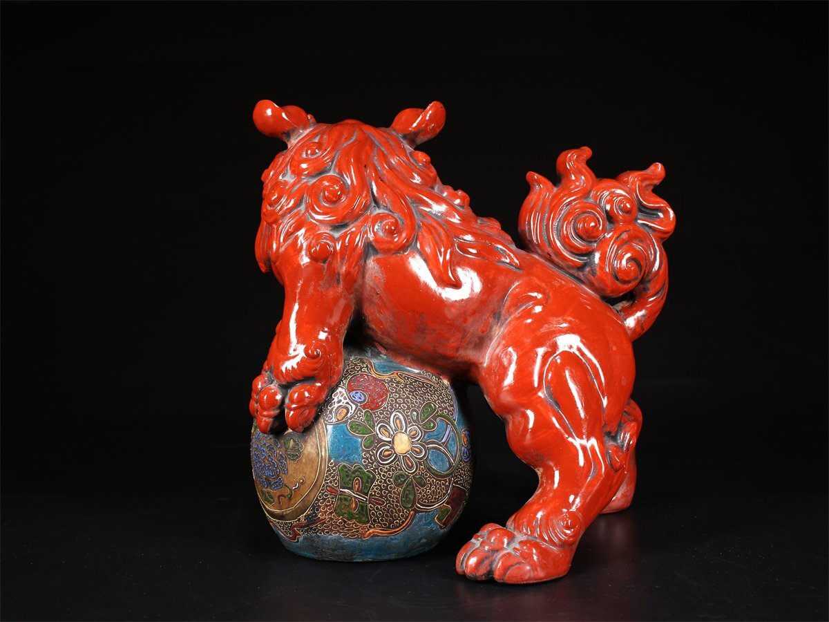 心庵】時代物 古い九谷焼/赤達磨 置物 高さ28.2cm A507 押さえ込ん 心庵】時代物 古い九谷焼/赤達磨 置物 高さ28.2cm A507 押さえ込ん