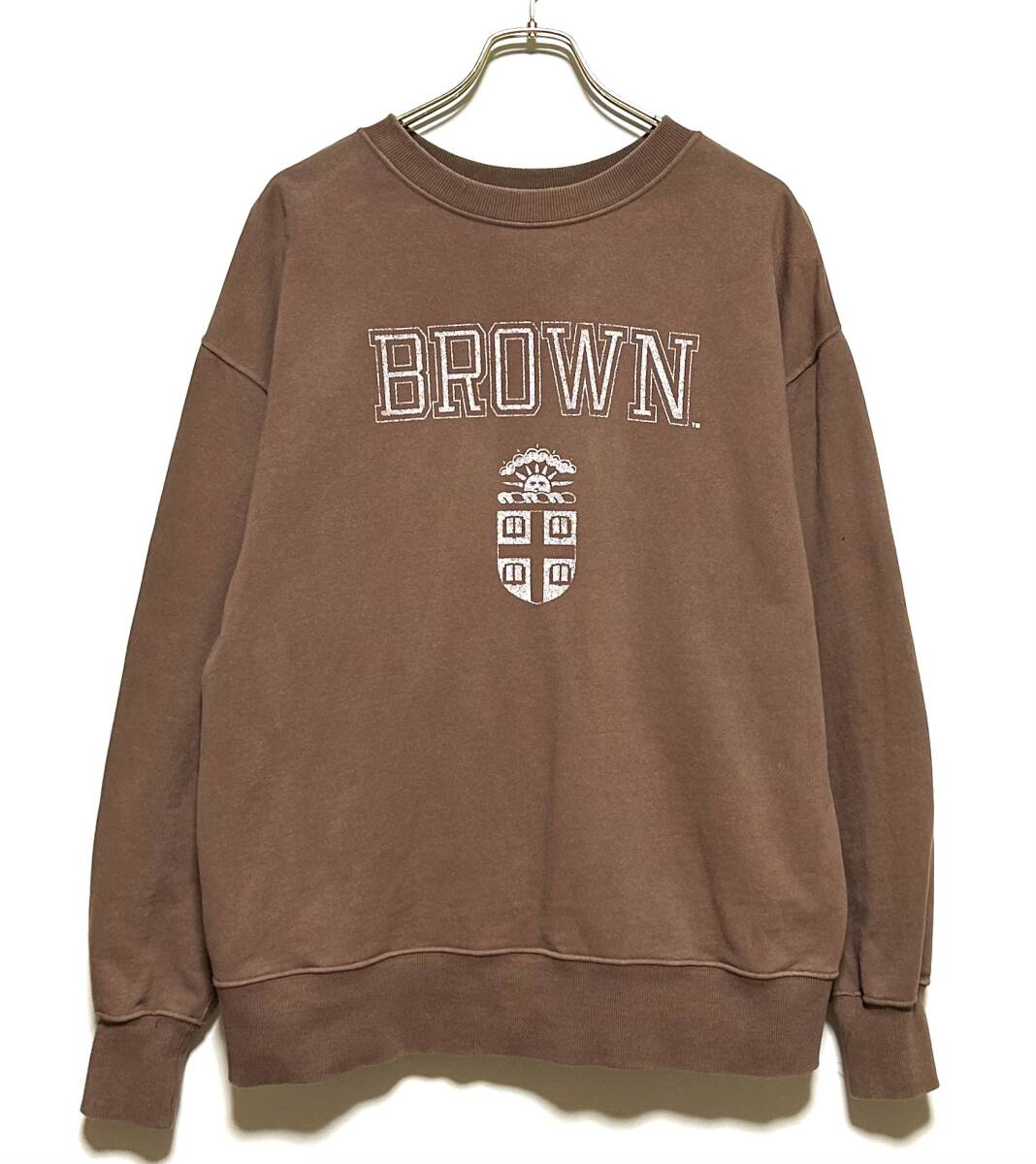 BEAMS ORIGINAL LOOSE COLLEGE SWEAT（M）ブラウン ビームス カレッジ ルーズ スウェット クルー オーバーサイズ ヘビーウェイト