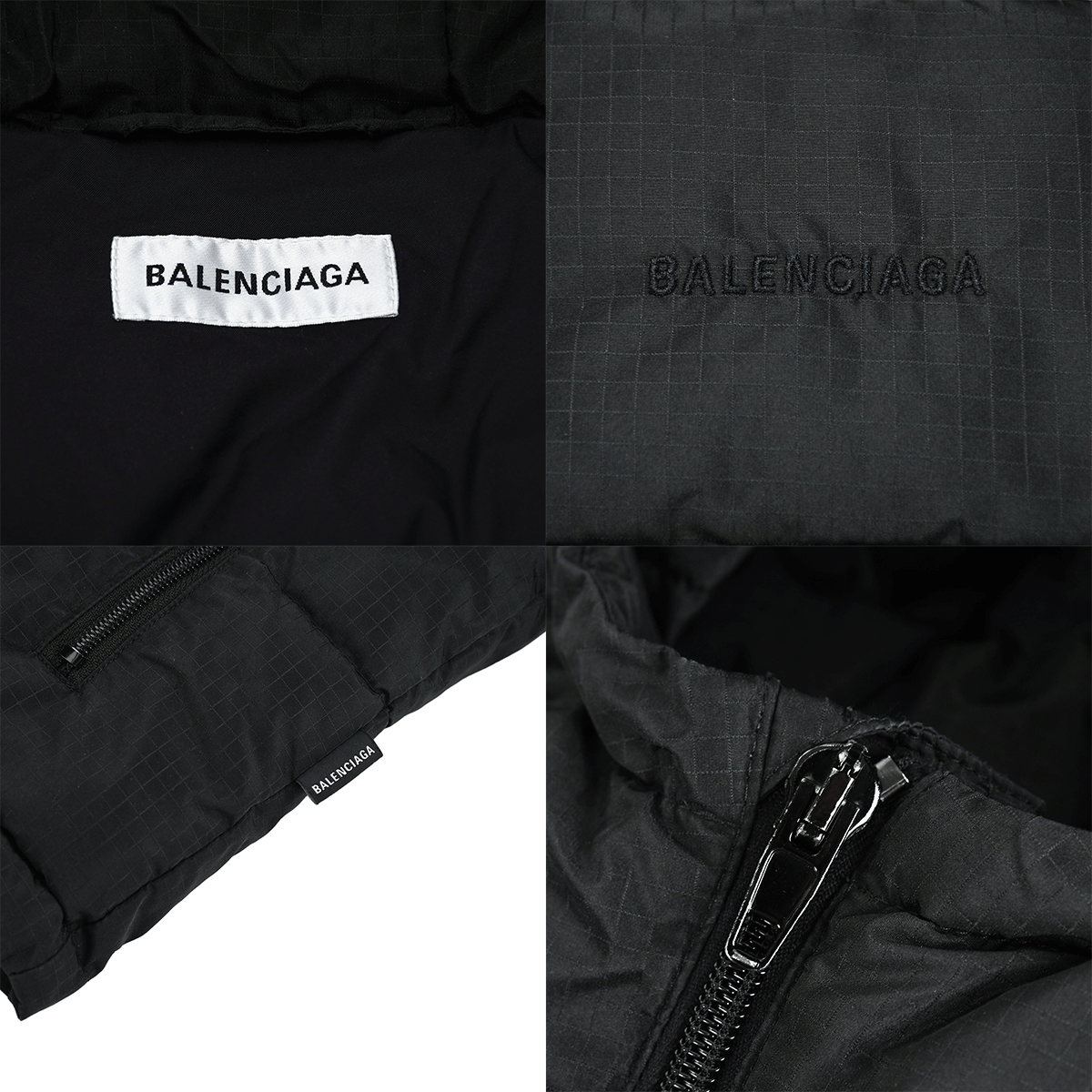 バレンシアガ BALENCIAGA ロゴ 中綿ジャケット ダウンジャケット 556725 ブラック 黒 #36 ポリエステル アウター メンズ レディース 中古_画像9