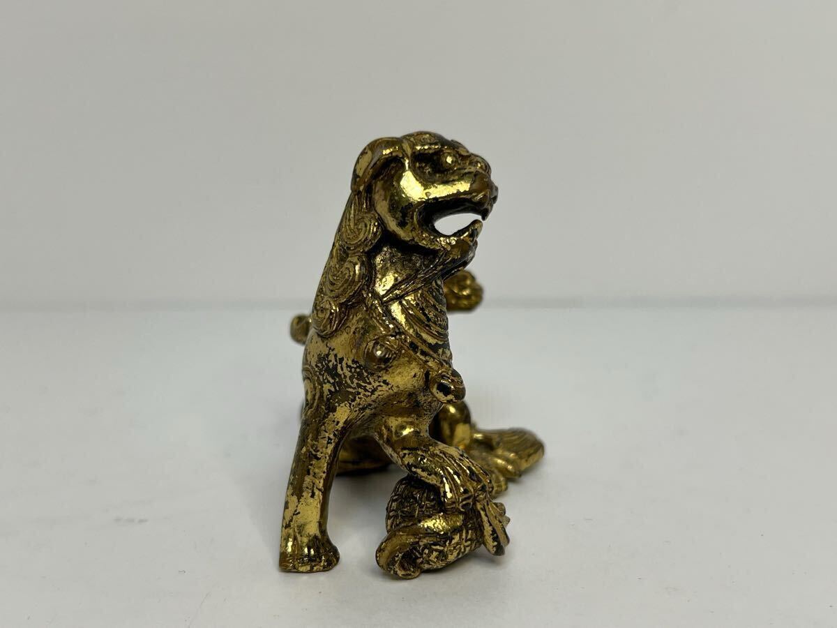 中国古美術 時代物 清朝期 獅子 銅製 鍍金 文鎮 置物 中国古玩 中国古美術 時代物 清朝期 獅子 銅製 鍍金 文鎮 置物 中国古玩