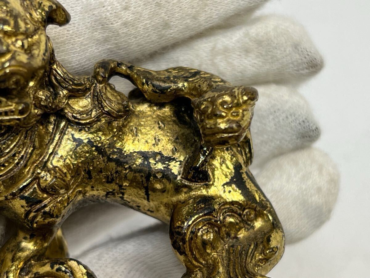 中国古美術 時代物 清朝期 獅子 銅製 鍍金 文鎮 置物 中国古玩 中国古美術 時代物 清朝期 獅子 銅製 鍍金 文鎮 置物 中国古玩