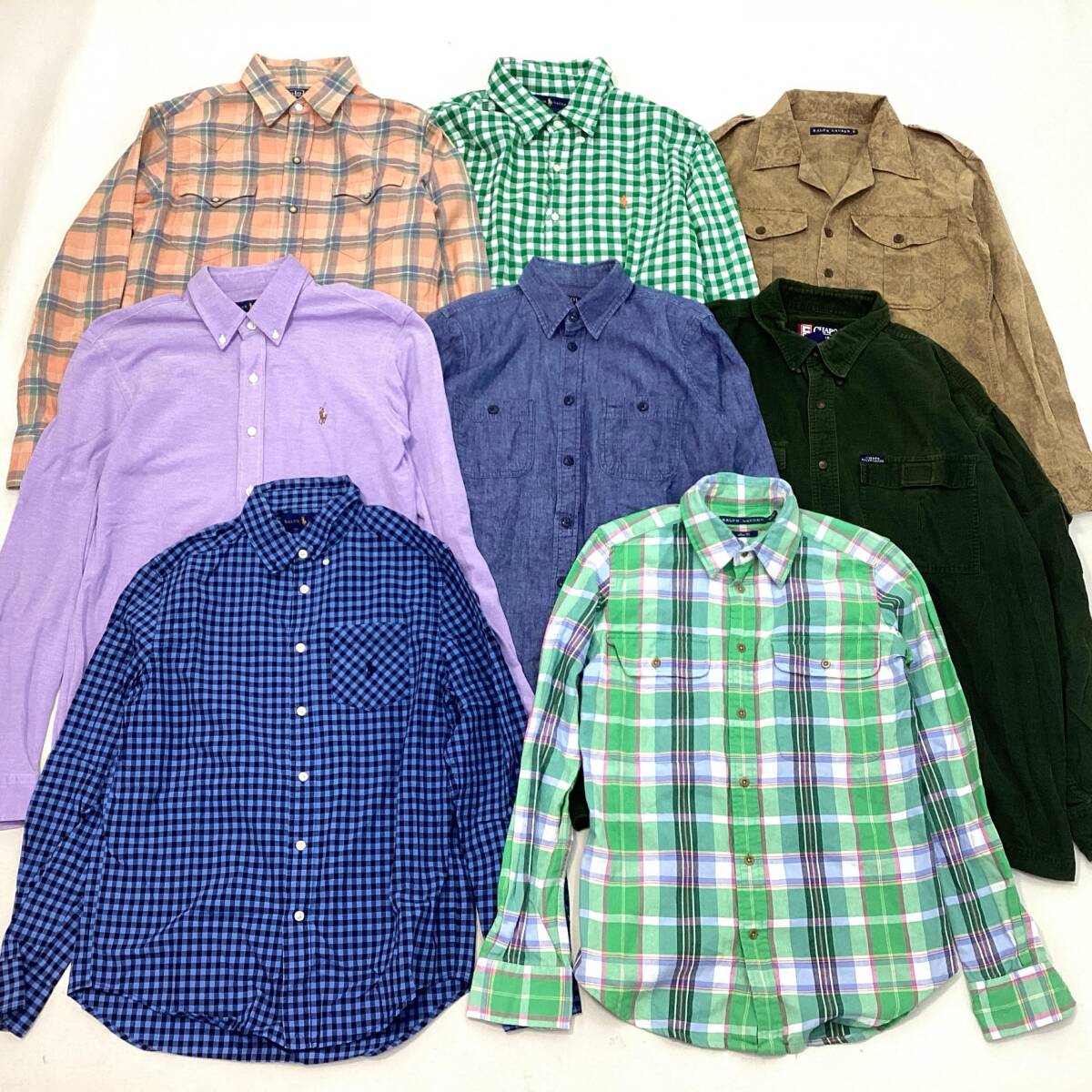 □ RALPH LAUREN, CHAPS ラルフローレン 長袖シャツ 8点 まとめ □ RALPH LAUREN, CHAPS ラルフローレン 長袖シャツ 8点 まとめ