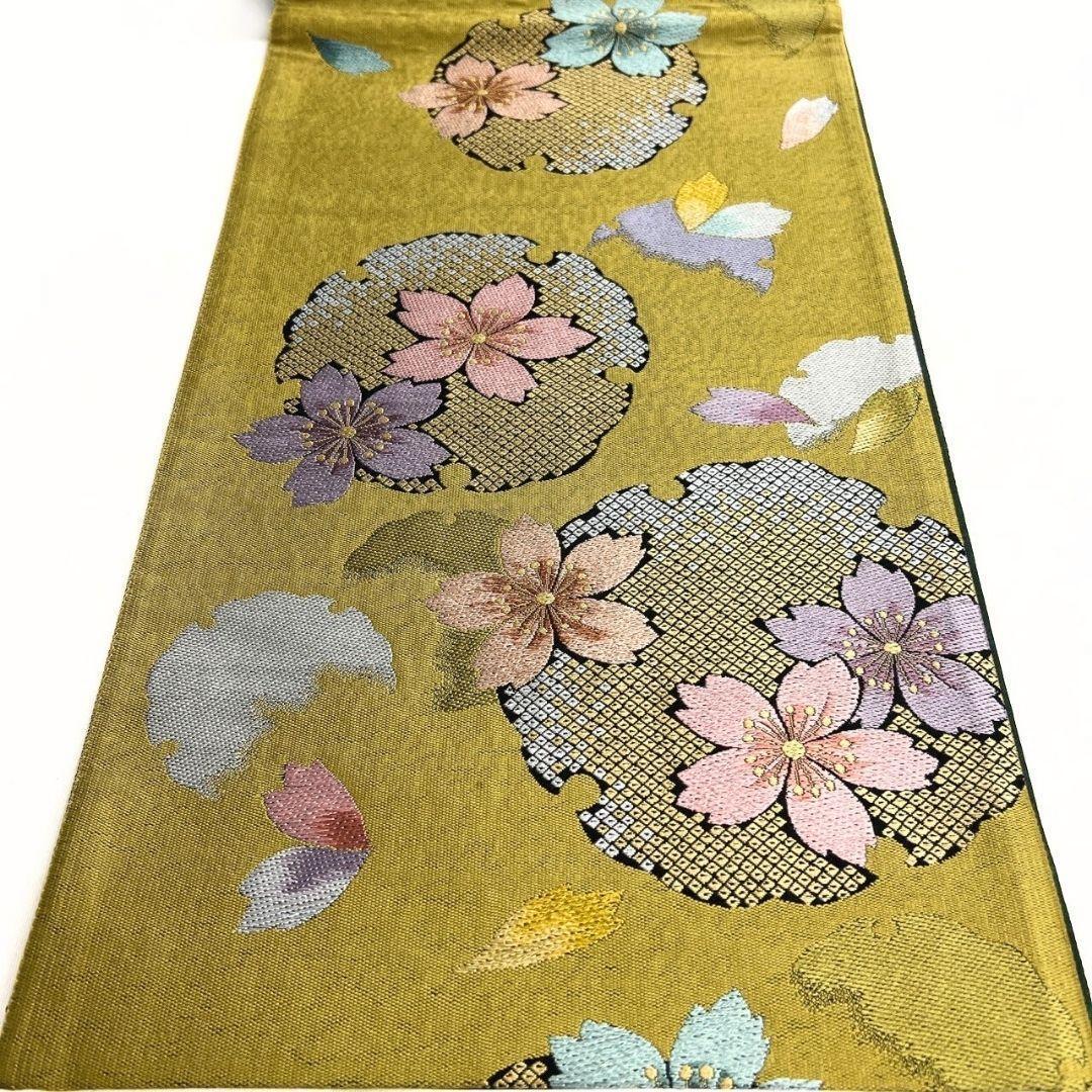 鹿の子　雪輪　桜花模様　花びら　袋帯　振袖帯　着物　113a p