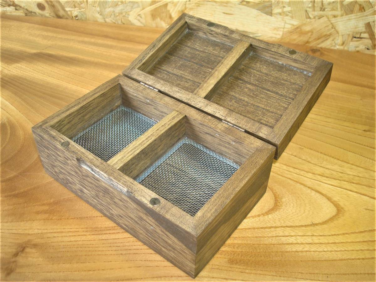 エサ箱 ワカサギ ハンドメイド 自作 桐キリ 2段式わかさぎベイトボックスサシ公魚餌箱えさ蓋強化_画像5