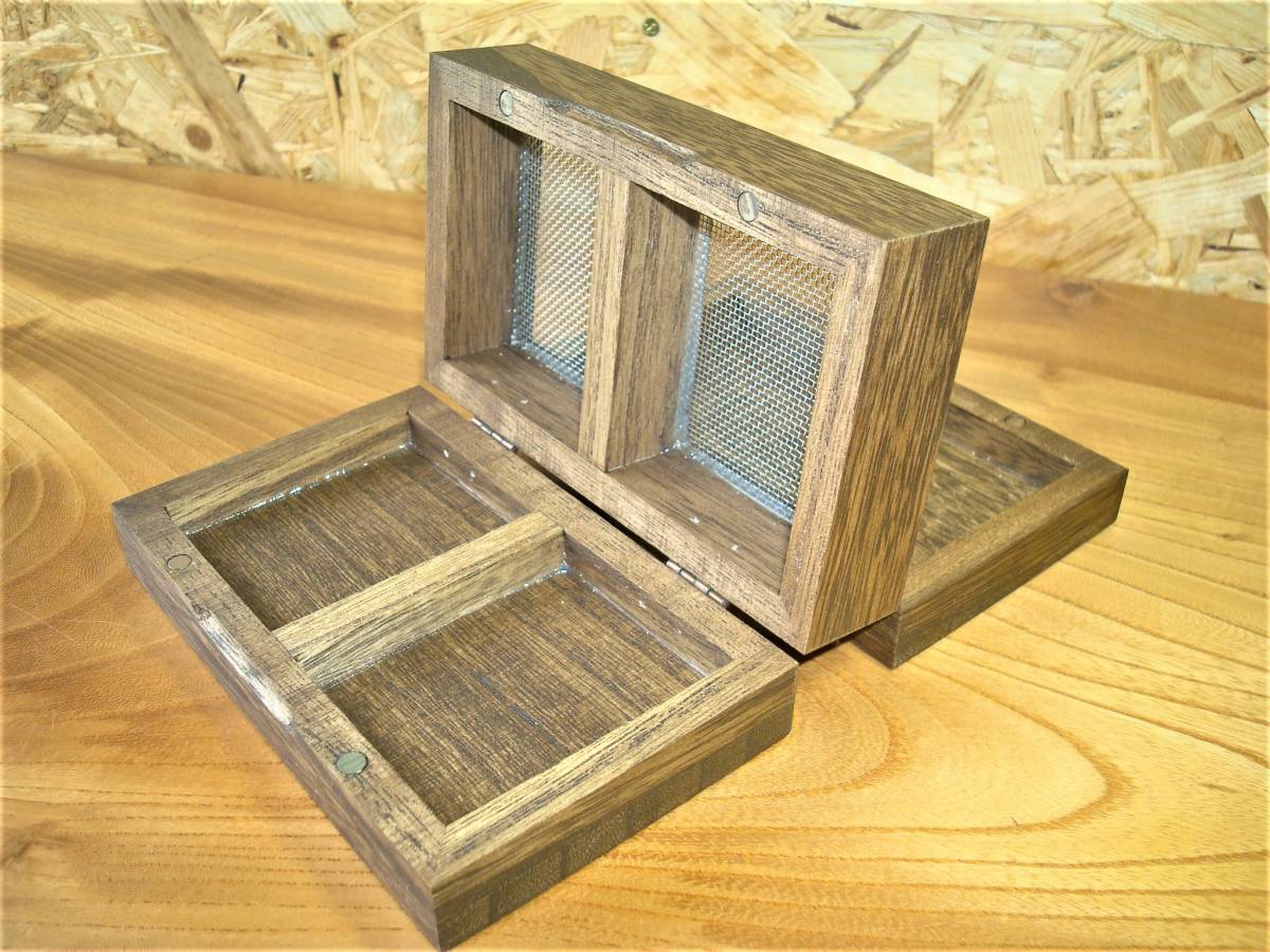 エサ箱 ワカサギ ハンドメイド 自作 桐キリ 2段式わかさぎベイトボックスサシ公魚餌箱えさ蓋強化_画像6