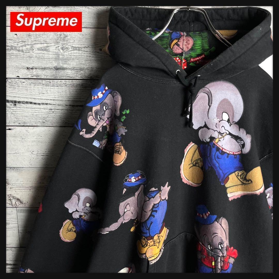 Supreme エレファントプリント パーカー グレー Supreme 象 エレファント パーカー グレー