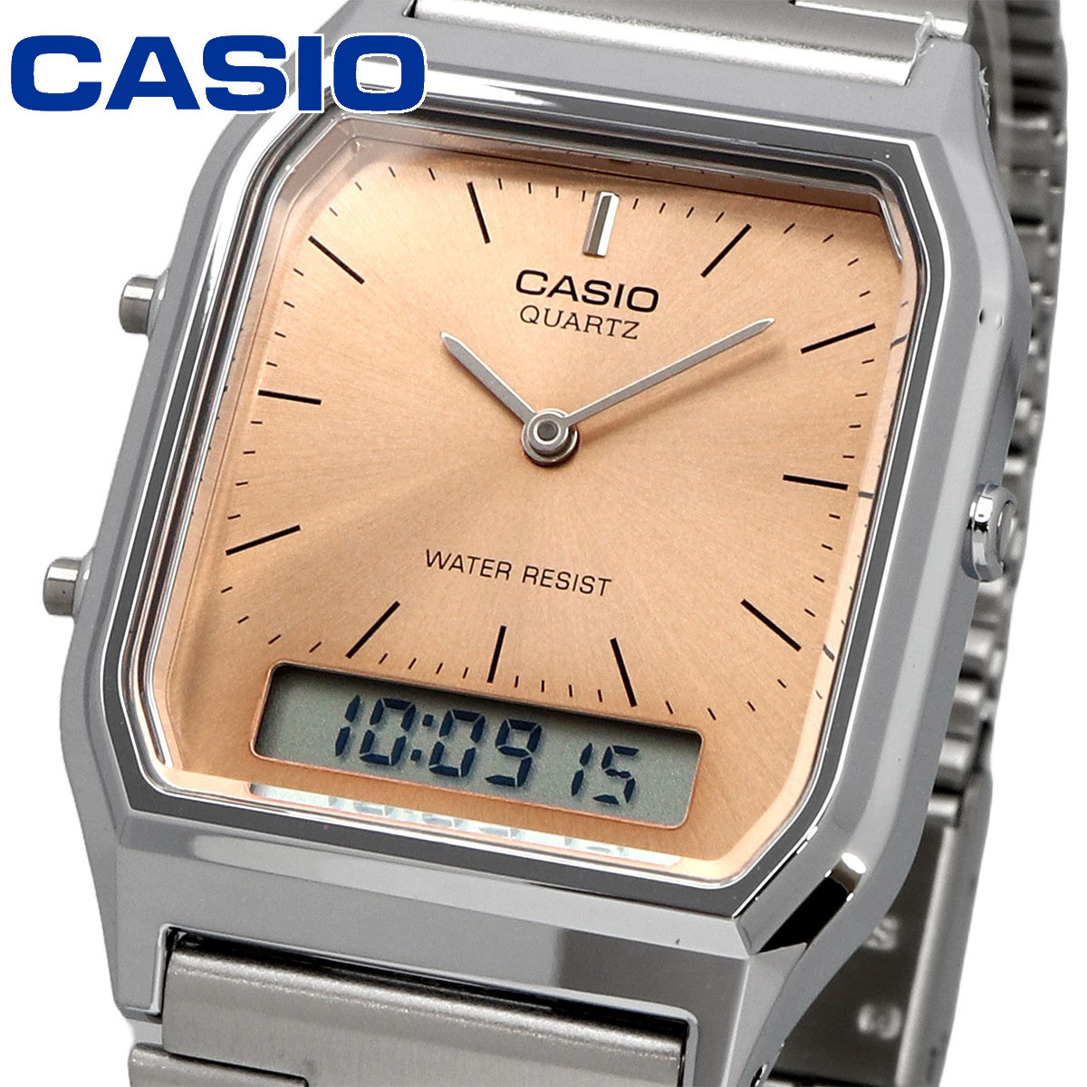 CASIO 腕時(shí)計(jì) チープカシオ チプカシ アナデジ ヴィンテージシリーズ デュアルタイム アプリコット AQ-230A-4AMQY [并行輸入品]