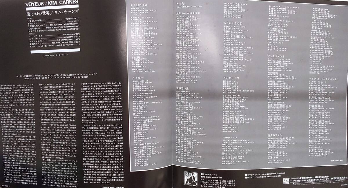 匿名?送料無(wú)料！　キム?カーンズ/Kim Carnes　LPレコード　「愛と幻の世界/Voyeur」